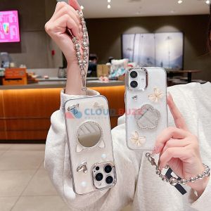 Mirror Rubber Gel TPU (Soft) Iphone 14 Plus Phone Case with Bracelet