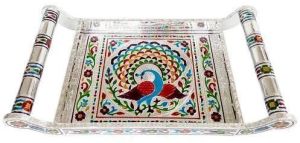 Peacock Designed Meenakari Tray