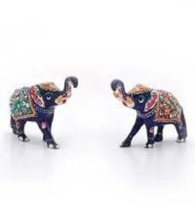 Black Marble Elephant Statue Set, For Interior Decor