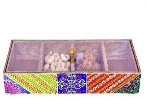 Wood Dry Fruit Serving Box, Color : Brown