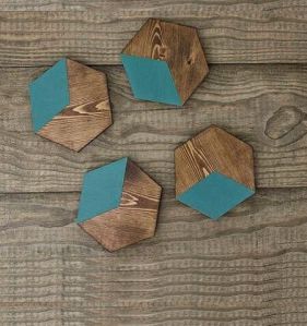 Wooden and Enamel Hexagon Coasters