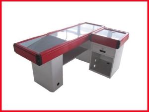 Steel Cash Counter Table, Color : White Red for Safety