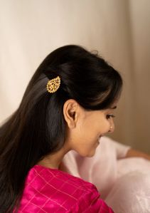 Atri Gold Tone Silver Women Hairpins - Set OF 2