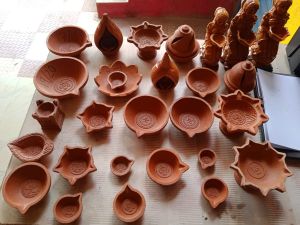 Clay Handmade Decorative Diya, Color : Brown For Festival