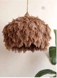 Boho Jute Feather Pendant Light