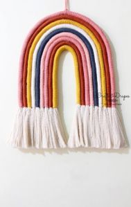 Large Macrame Rainbow Wall Hanging for Nursery Decor, Boho Decor