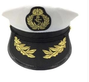White Navy Gold Silk Brim Military Cap