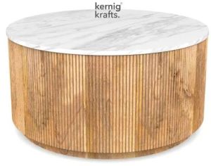 Dubro Marble Table Top WITH Wooden Legs Coffee Table