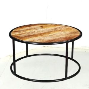 Industrial Metal Frame Mango Wood Coffee Table
