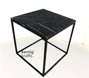 Industrial Metal Frame Marble Top Coffee Table