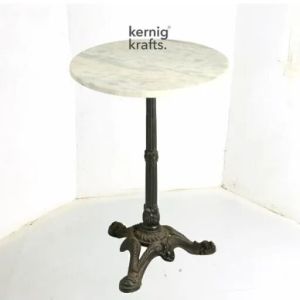 Mango Wood Distress Rustic Top Cast Iron Table