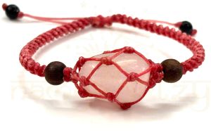 Handmade, Natural, &AMP;AMP; Beautiful Rose Quartz Tumbled Gemstone Macrame Healing Unisex Bracelet