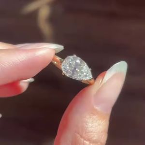 Pear Labgrown Diamond East West 14K Gold Ring