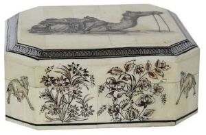 Handmade Bone Painting Box 6x6 Inch for Decorative Purposes