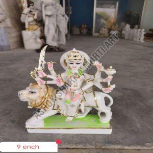 9 Inch Marble Durga Mata Statue, Color : White for Worship