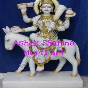 White And Golden Sitla Mata Marble Statue