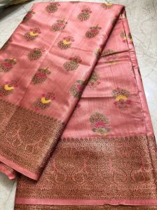 Handwoven Pure Tussar Munga Banarasi Saree