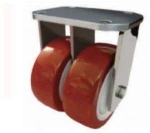 Double Caster Fixed Wheel With Plate, Color : Red