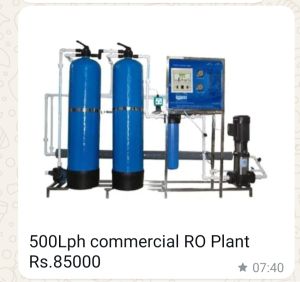 Fully Automatic Electric 500 Lph Commercial Reverse Osmosis Plant
