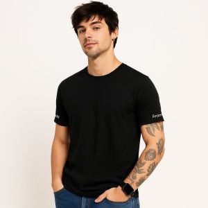 Aramas Solid Black Coloured T-shirts