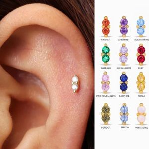 14K Gold Personalized Gemstone Studs