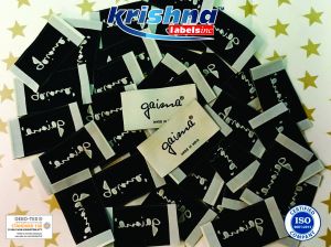 Black and White  Woven Cut Fold Label