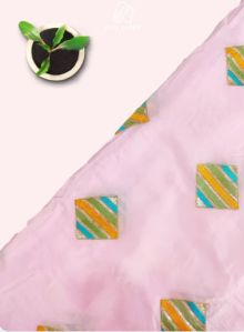 Sequins Work Thread Work on Viscose Crepe Fabric With Diamond Shaped Embroidery