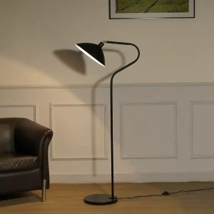 Black Finish Metal Study Floor Lamp