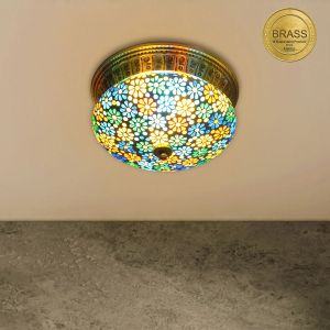 Colorful Brass and Glass Ceiling Light