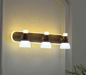 Frosted White Brown Finish 3 Wall Light Spotlight