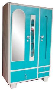 green white steel triple door almirah