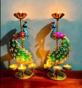 Printed Polished Metal Diwali Diya, Shape : Round