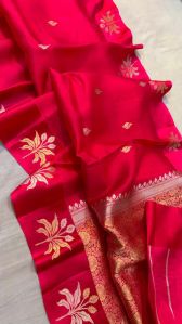 Red Boota Pure Katan Silk Saree