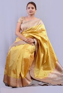 Yellow Banarasi Handloom Pure Silk Fancy Saree