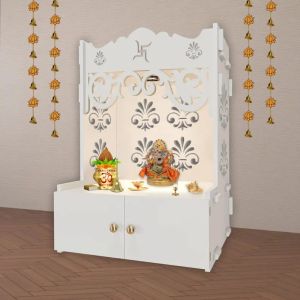 designer white wooden temple