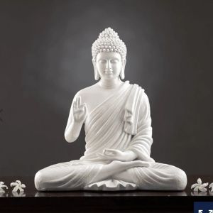 Carved White Marble Buddha Statue for Temple
