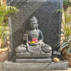 Polished Black Marble Buddha Statue