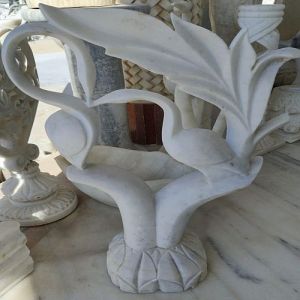 Polished White Birds Marble Sculpture for Decorative