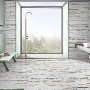 Swell Granito Asthetic Green Glossy Marble Tiles 600x1200 Mm