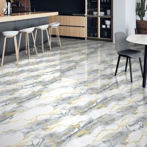 Sannagold Grey Endless Glossy Finish Ceramic Floor Tiles