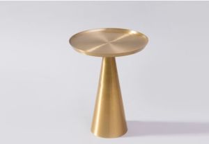 The Gleam Plain Polished Metal Brass Cone Table, Color : Golden