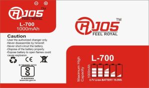 L-700 1000 mAh Li-Ion Battery, Brand Name : RJO5 Feel Royal