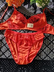 Lacy Elastic Silk Satin Lingerie Set, Brand Name : Galaxy