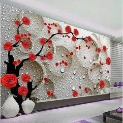 Non-Woven Brown Custom 3D Wallpaper