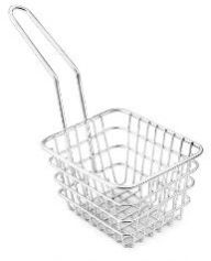Stainless Steel Wire Chip Frying Basket Square, Color : Silver
