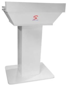Stylish Milky White Wooden Podium Stand