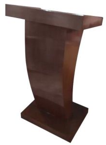 Teak Wooden Podium Stand with Two Shelves for Storage