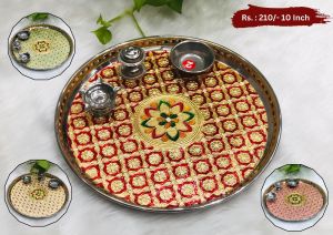 Stainless Steel Navratri Puja Thali, Color : Golden Multiple Sizes