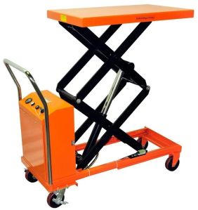 Mild Steel Manual Scissor Lifting Table, Color : Yellow for Industrial