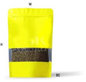 Blue Plain Yellow Color Rectangle Window Standup Zipper Pouches
